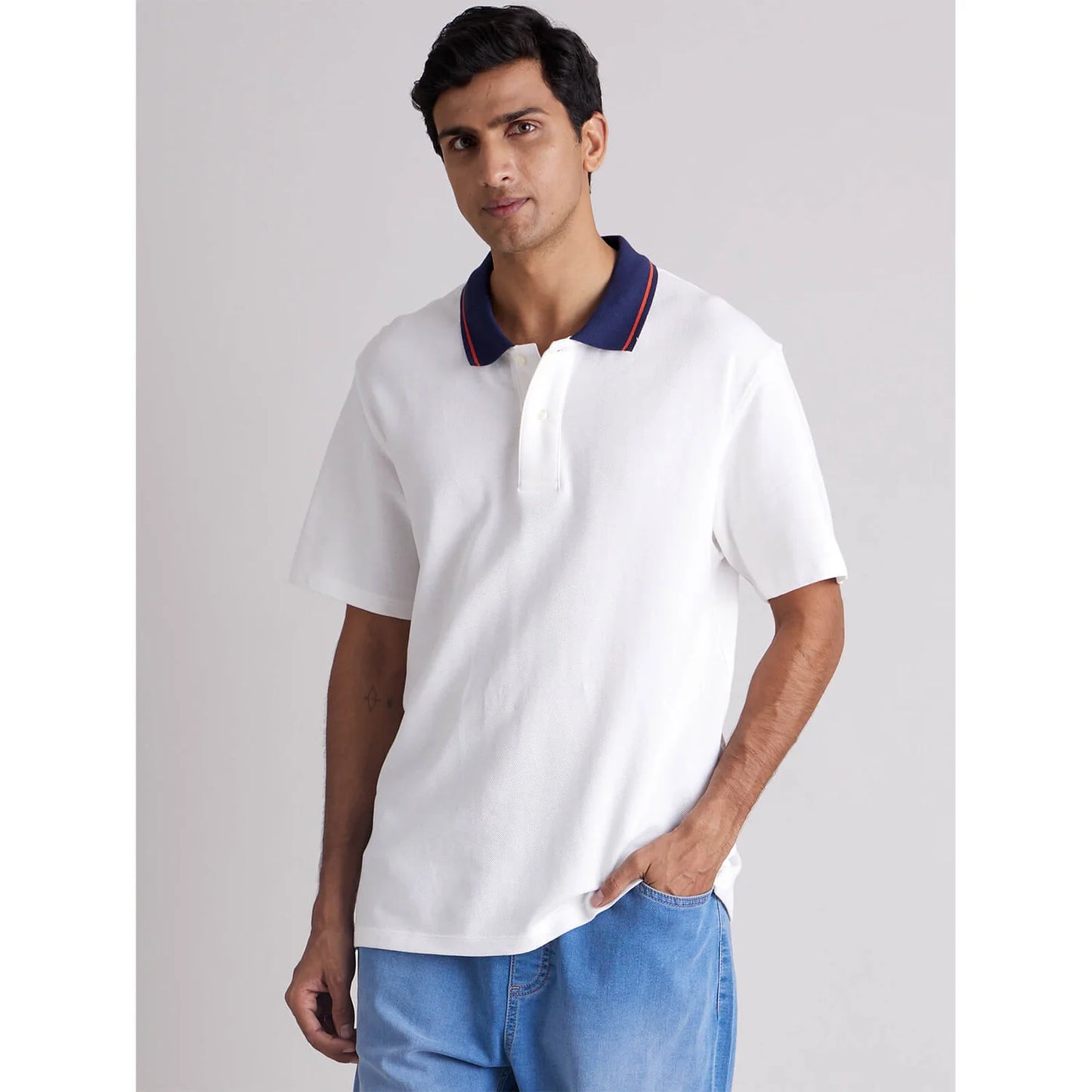 White Solid Cotton Polo