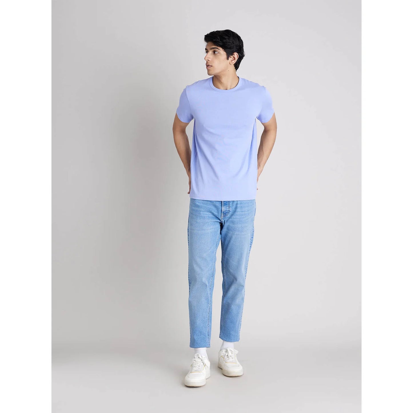 Blue Solid Blended T-shirt