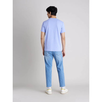 Blue Solid Blended T-shirt