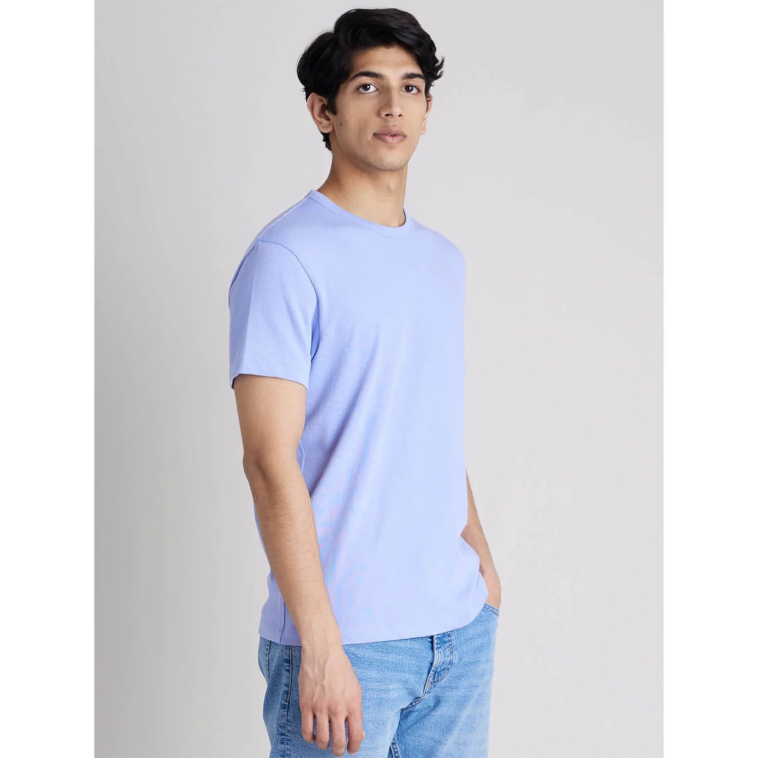 Blue Solid Blended T-shirt