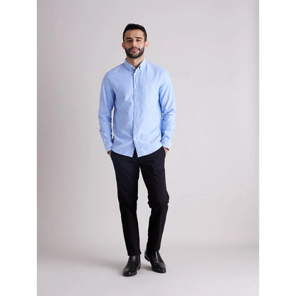 Blue Solid Cotton Shirt