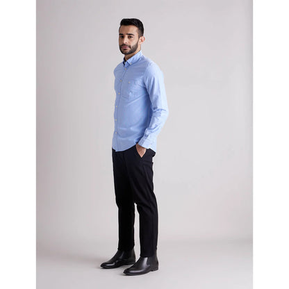 Blue Solid Cotton Shirt