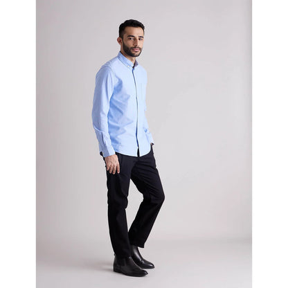 Blue Solid Cotton Shirt