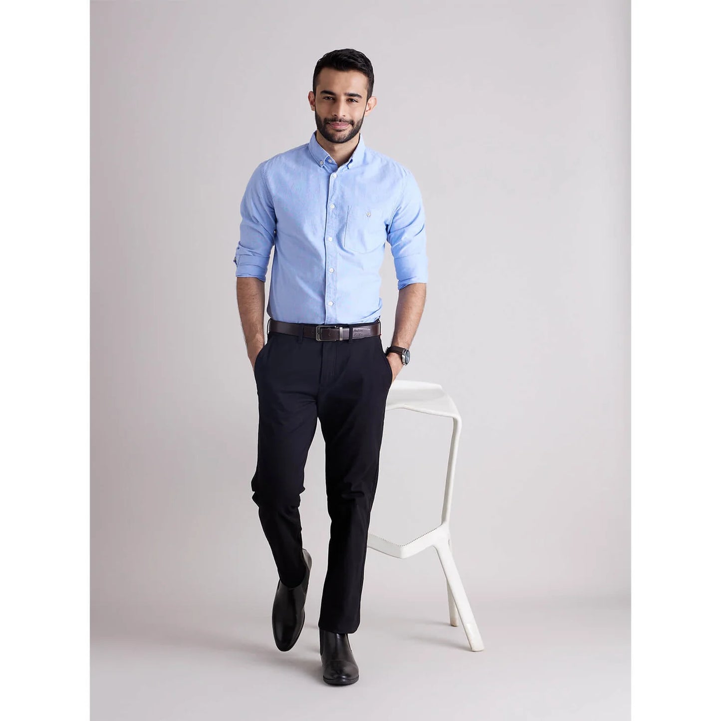 Blue Solid Cotton Shirt