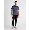 Celio* Striped Regular Fit Cotton Navy Blue T-Shirt