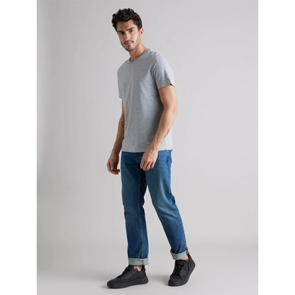 Celio* Solid Regular Fit Cotton Grey T-Shirt