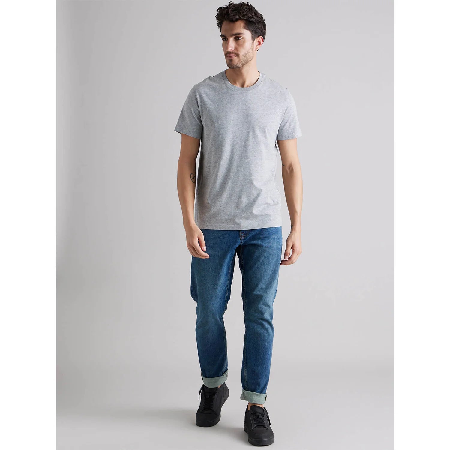 Grey Solid Cotton T-shirt