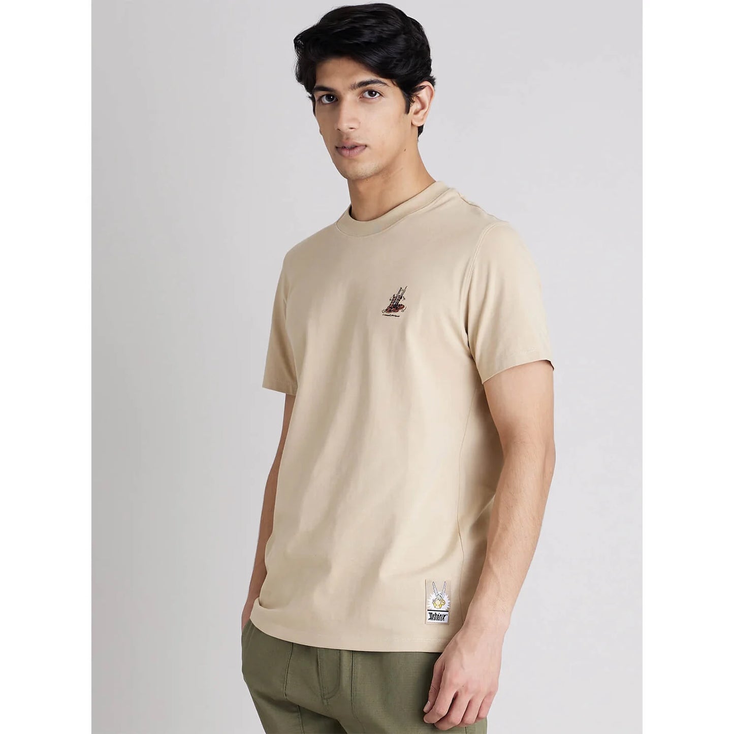 ASTERIX - Beige Printed Cotton T-shirt