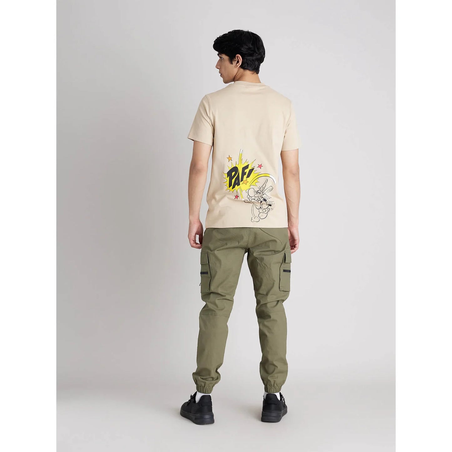 ASTERIX - Beige Printed Cotton T-shirt