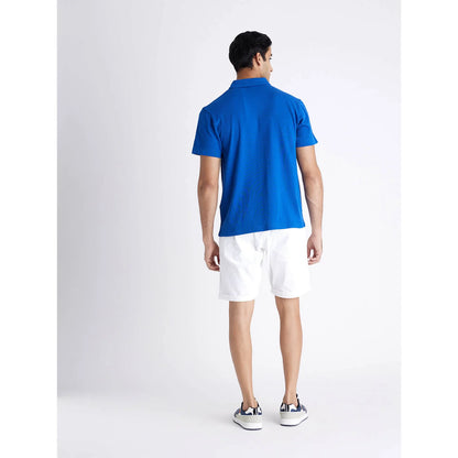 Celio* Solid Regular Fit Cotton Blue T-Shirt