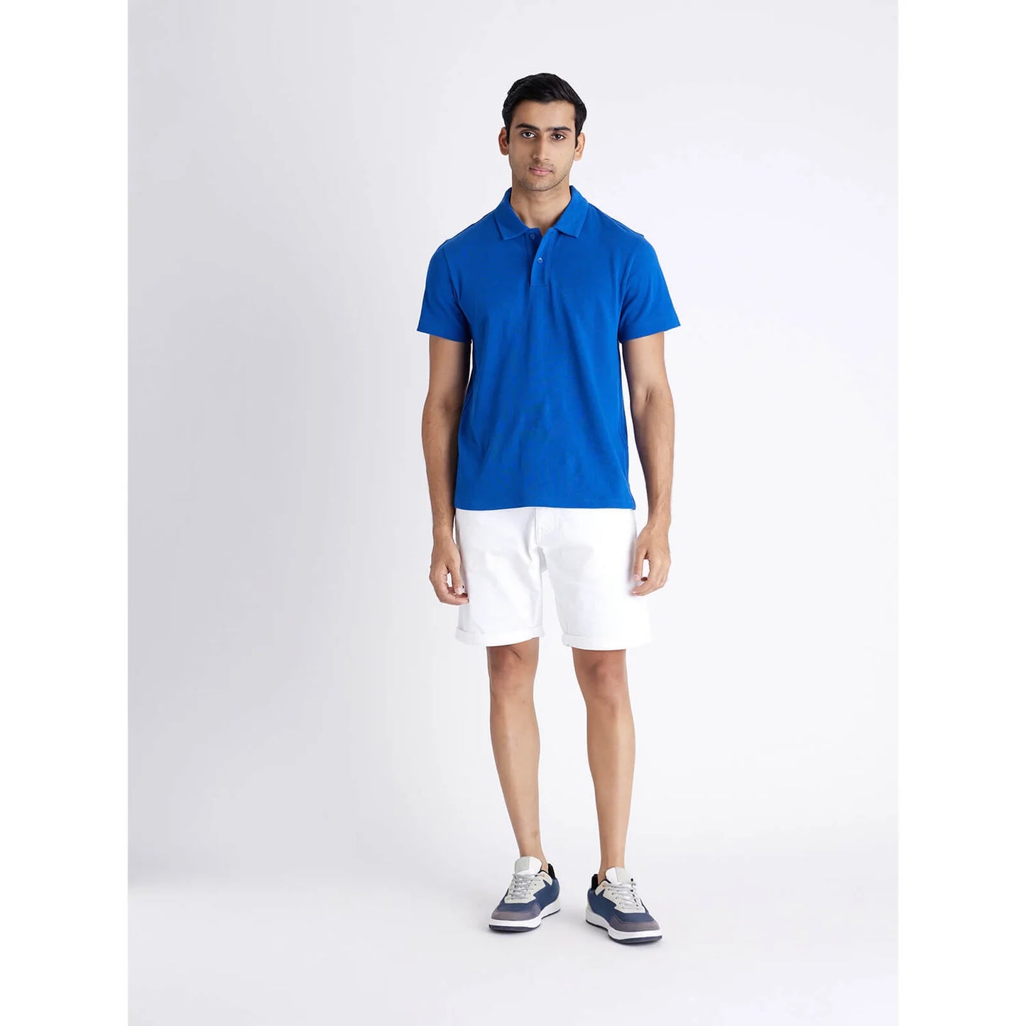 Celio* Solid Regular Fit Cotton Blue T-Shirt