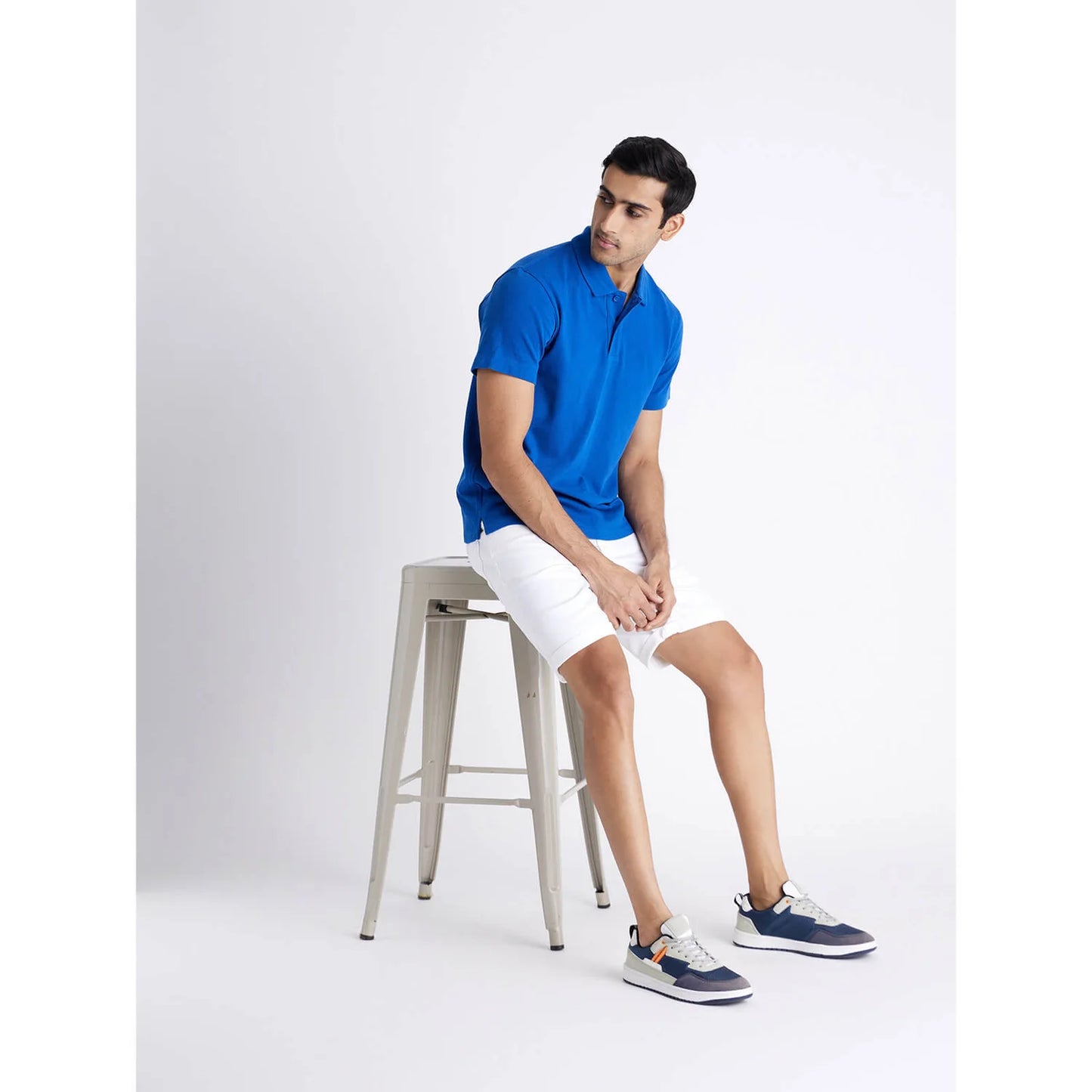 Celio* Solid Regular Fit Cotton Blue T-Shirt