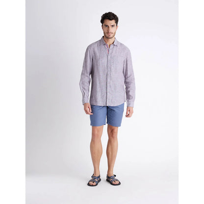 Grey Solid Linen Shirt