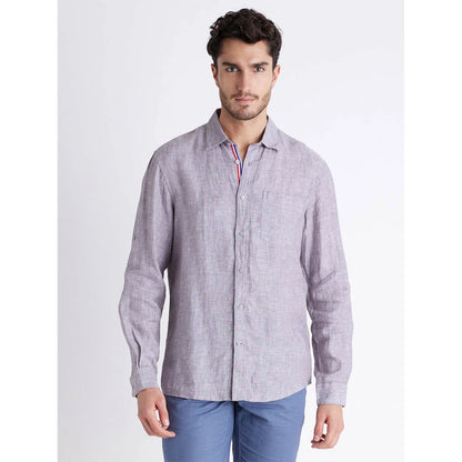 Grey Solid Linen Shirt