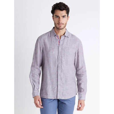 Celio* Solid Regular Fit Linen Lavender Shirt