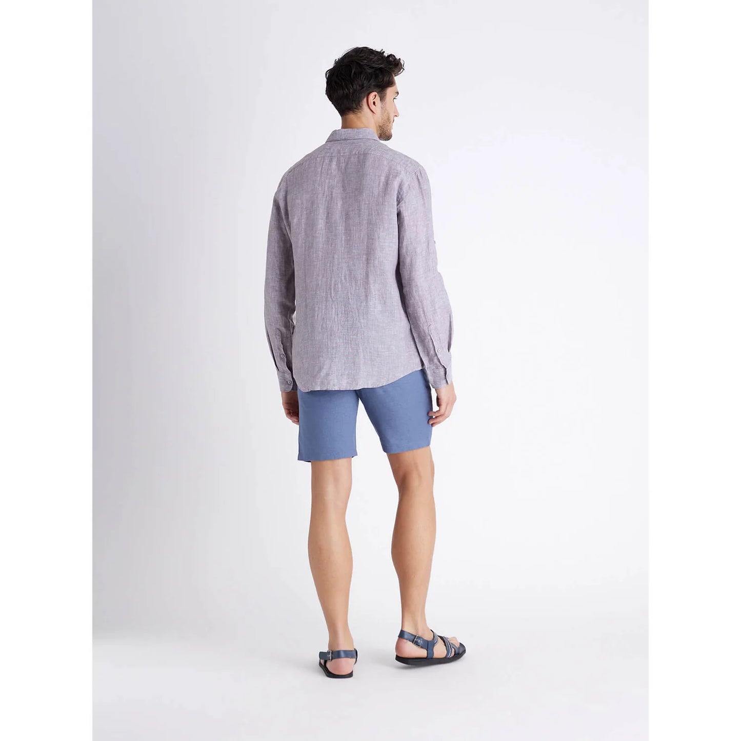 Grey Solid Linen Shirt