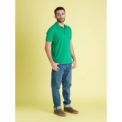 Celio* Solid Regular Fit Cotton Green T-Shirt