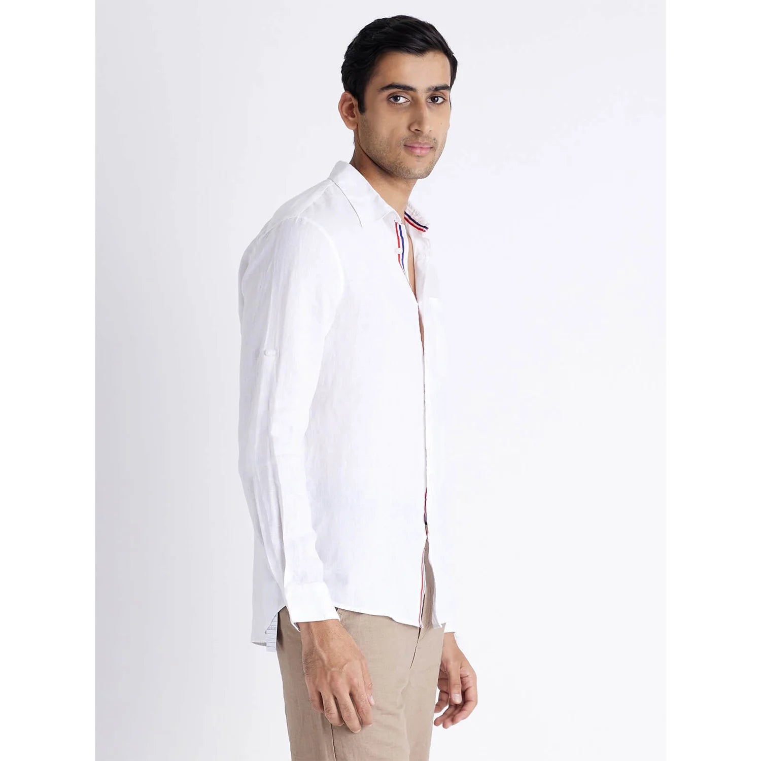 Celio* Solid Regular Fit Linen White Shirt