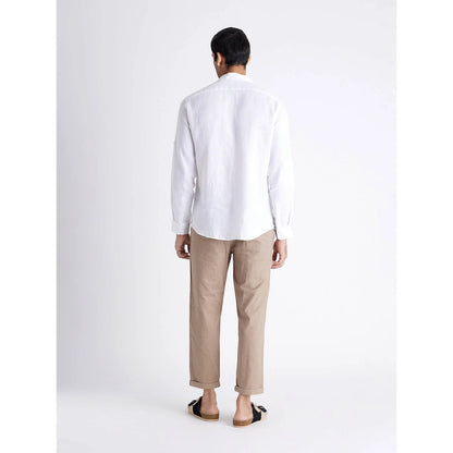 White Solid Linen Shirt