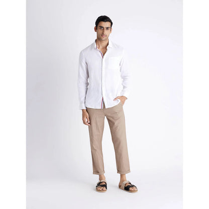 White Solid Linen Shirt