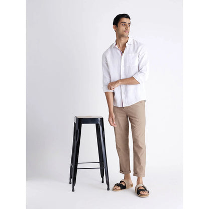 White Solid Linen Shirt