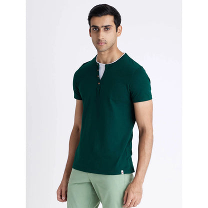 Green Solid Cotton T-shirt