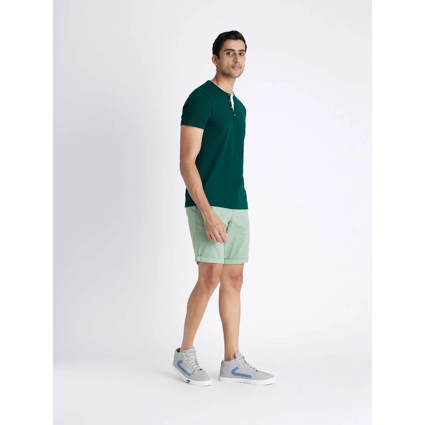 Green Solid Cotton T-shirt