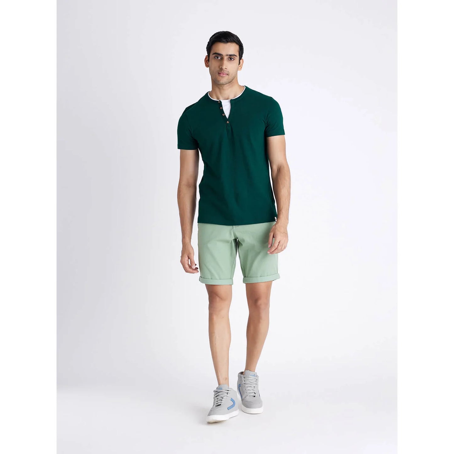 Green Solid Cotton T-shirt