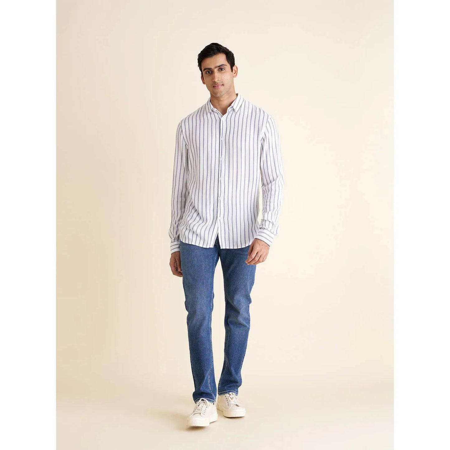 Grey Striped Viscose Shirt