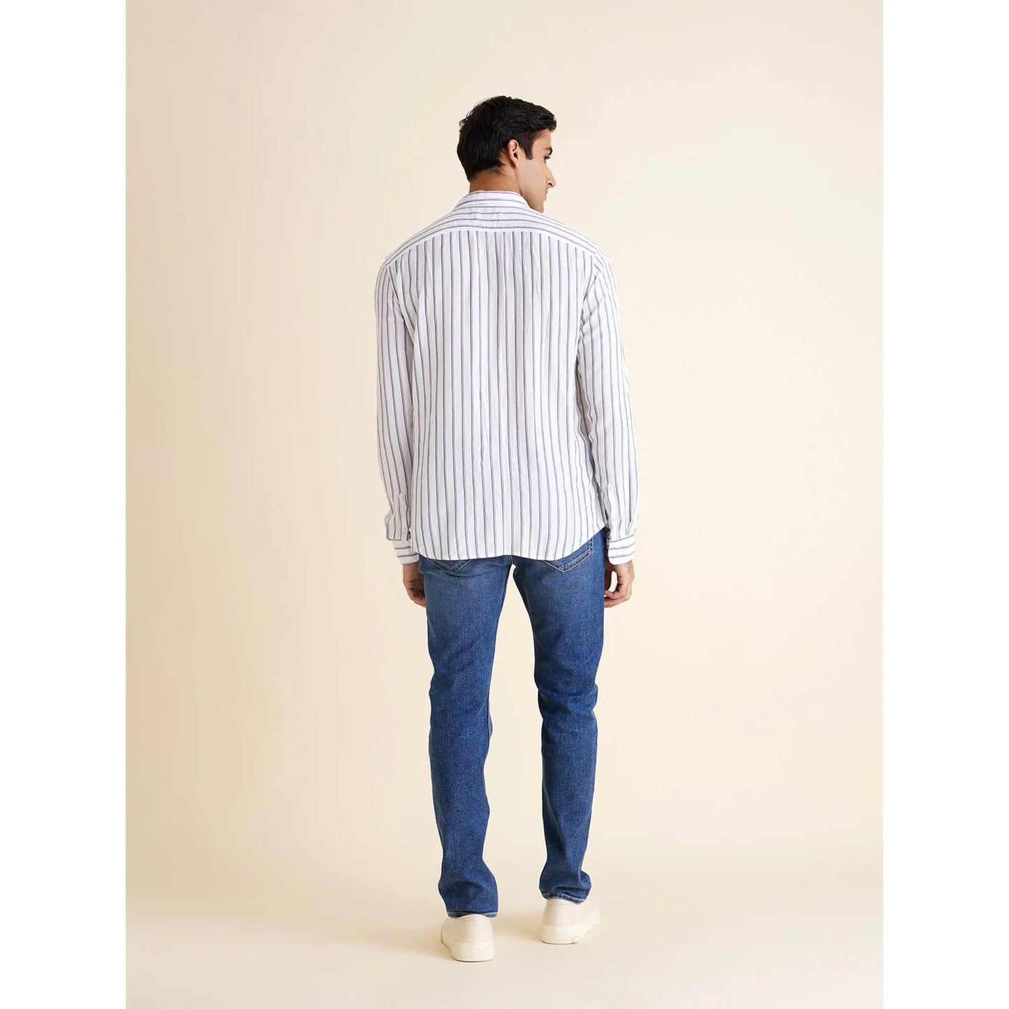 Grey Striped Viscose Shirt