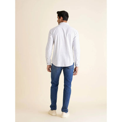 White Solid Cotton Blend Shirt