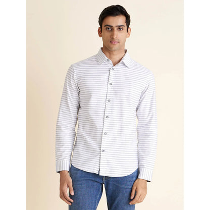 White Solid Cotton Blend Shirt