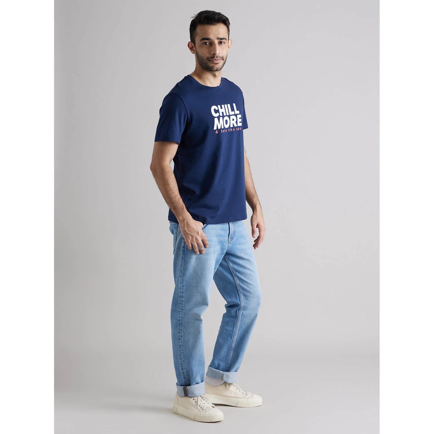 Blue Graphic Printed Cotton T-shirt