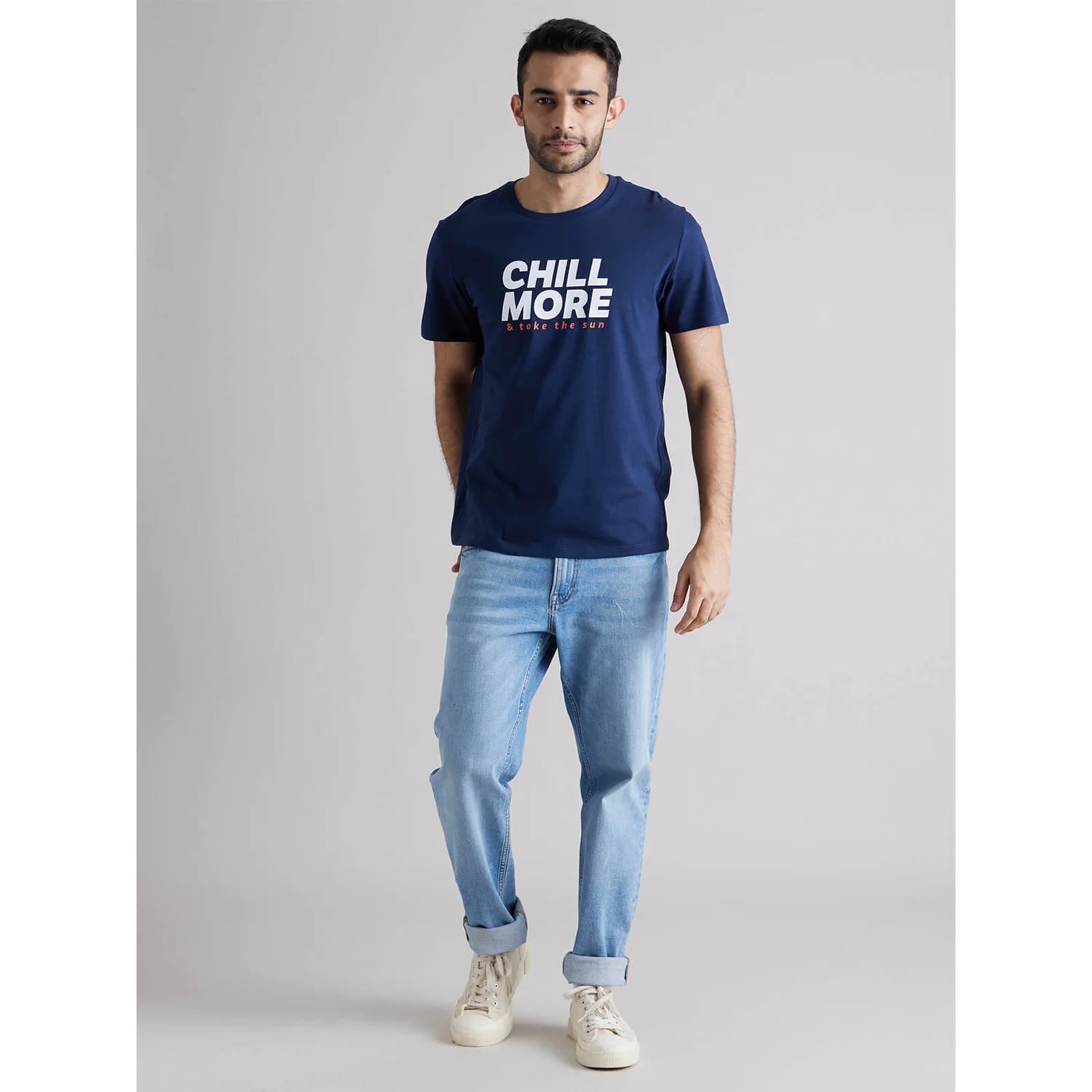 Blue Graphic Printed Cotton T-shirt