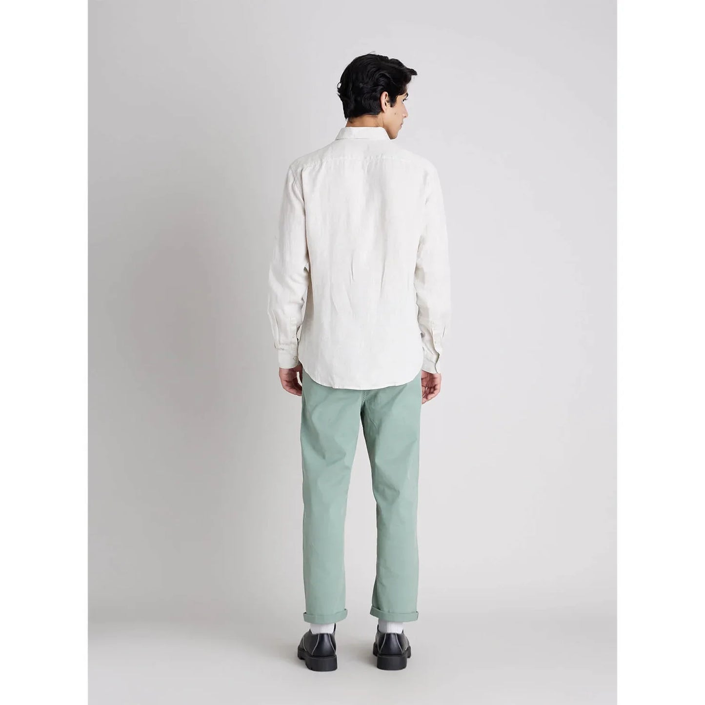 White Solid Linen Shirt