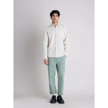 White Solid Linen Shirt