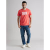 Celio* Graphics Regular Fit Cotton Orange T-Shirt