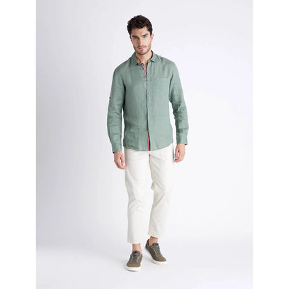 Green Solid Linen Shirt