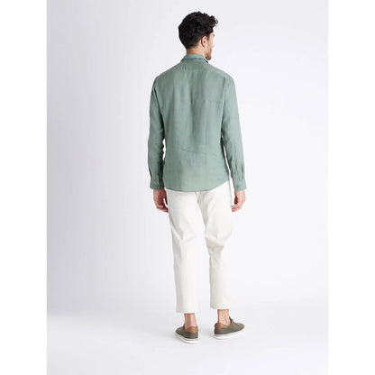 Green Solid Linen Shirt