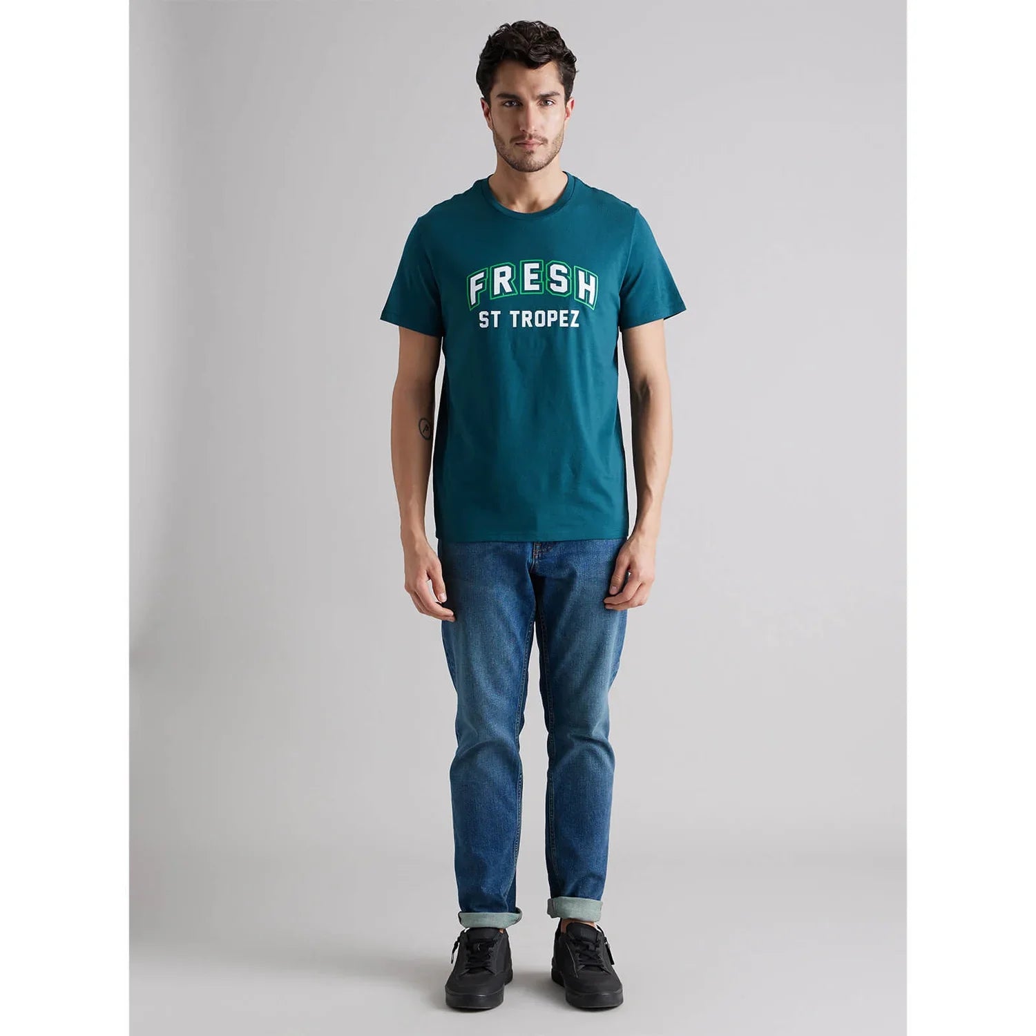 Teal Graphics Cotton T-Shirt