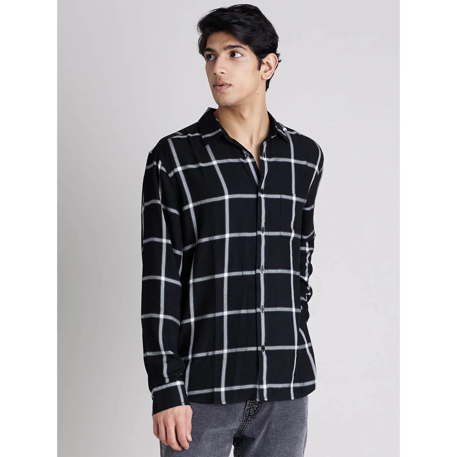 Black Checks Viscose Shirt