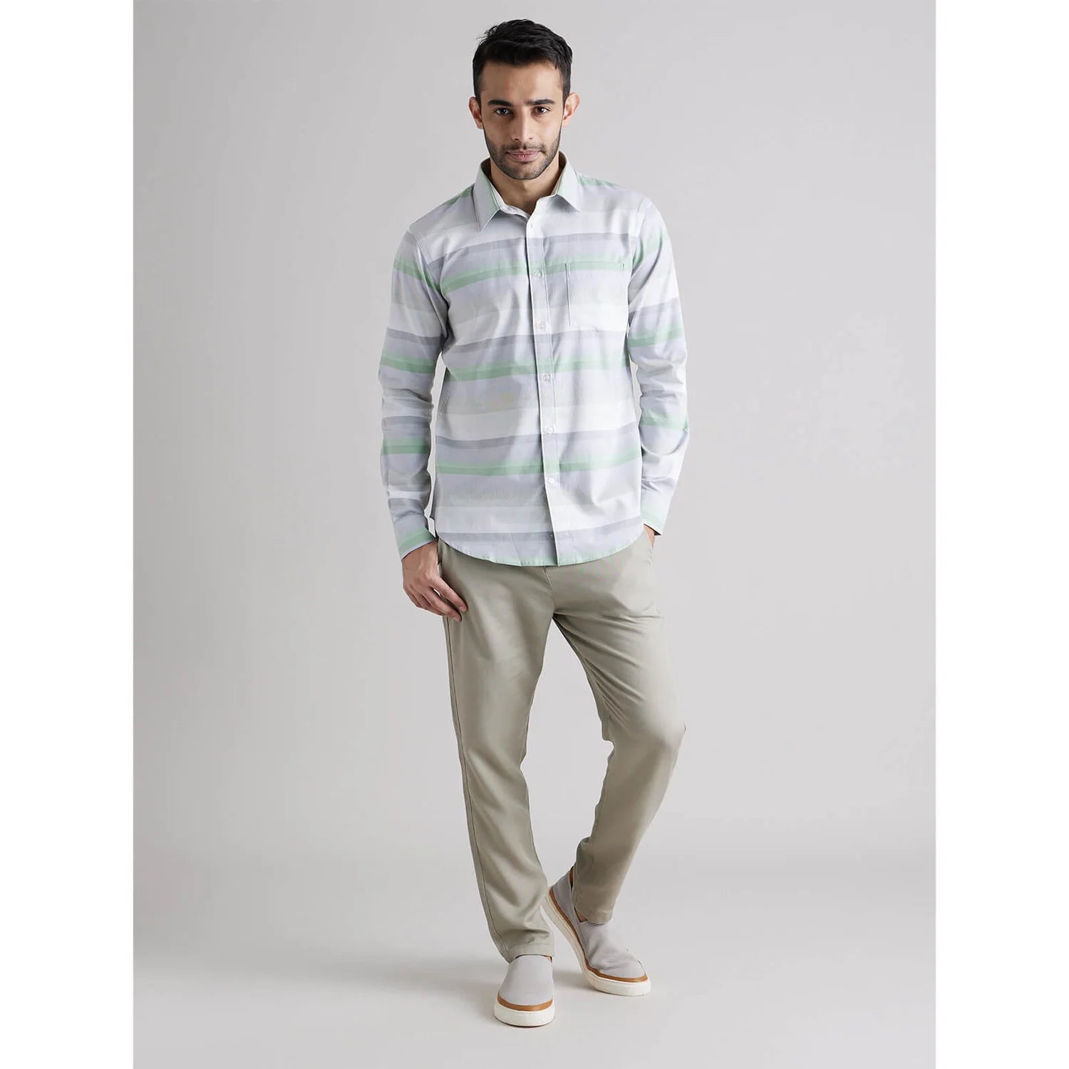 Green Striped Cotton Shirt