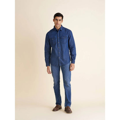 Blue Solid Cotton Shirt