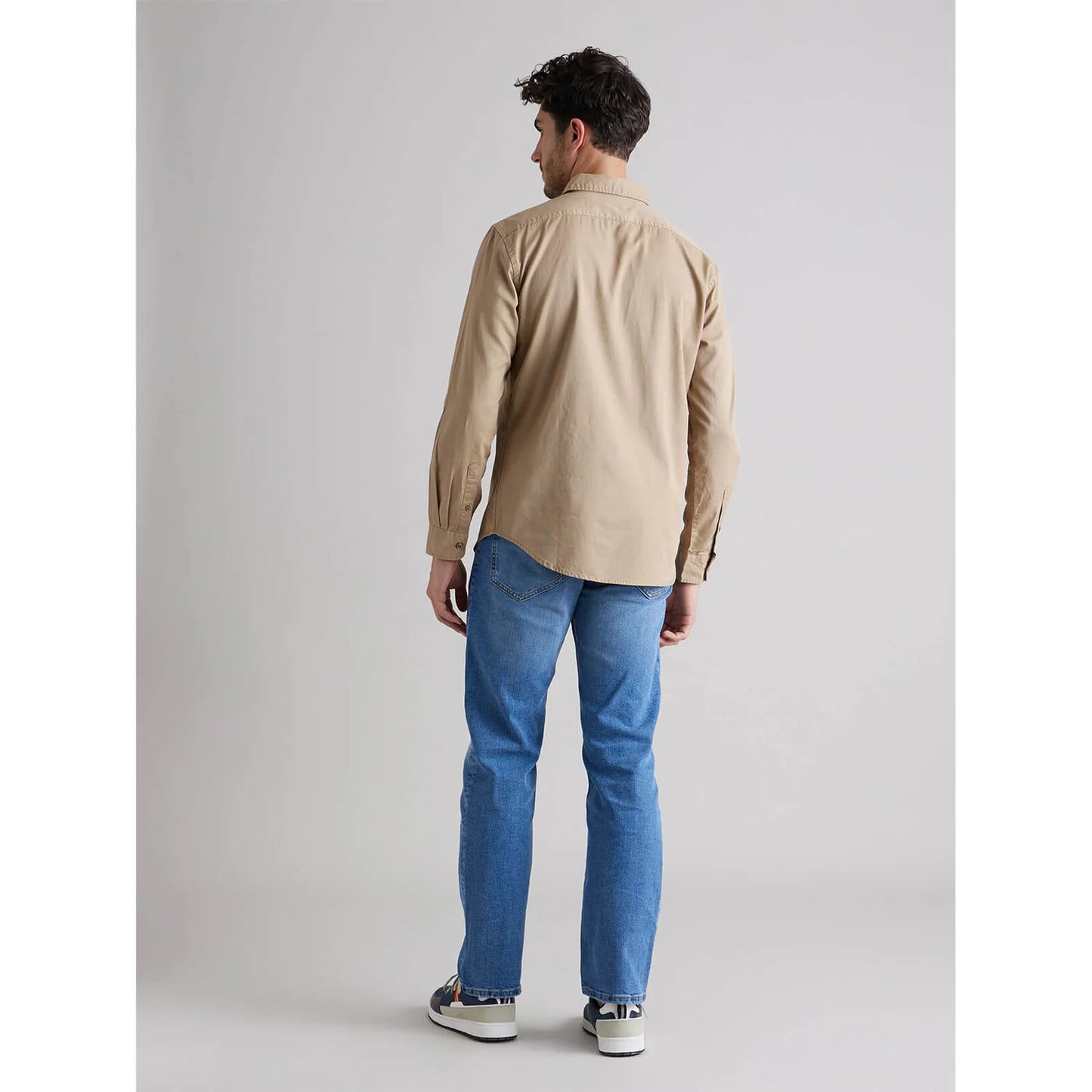 Beige Solid Cotton Shirt