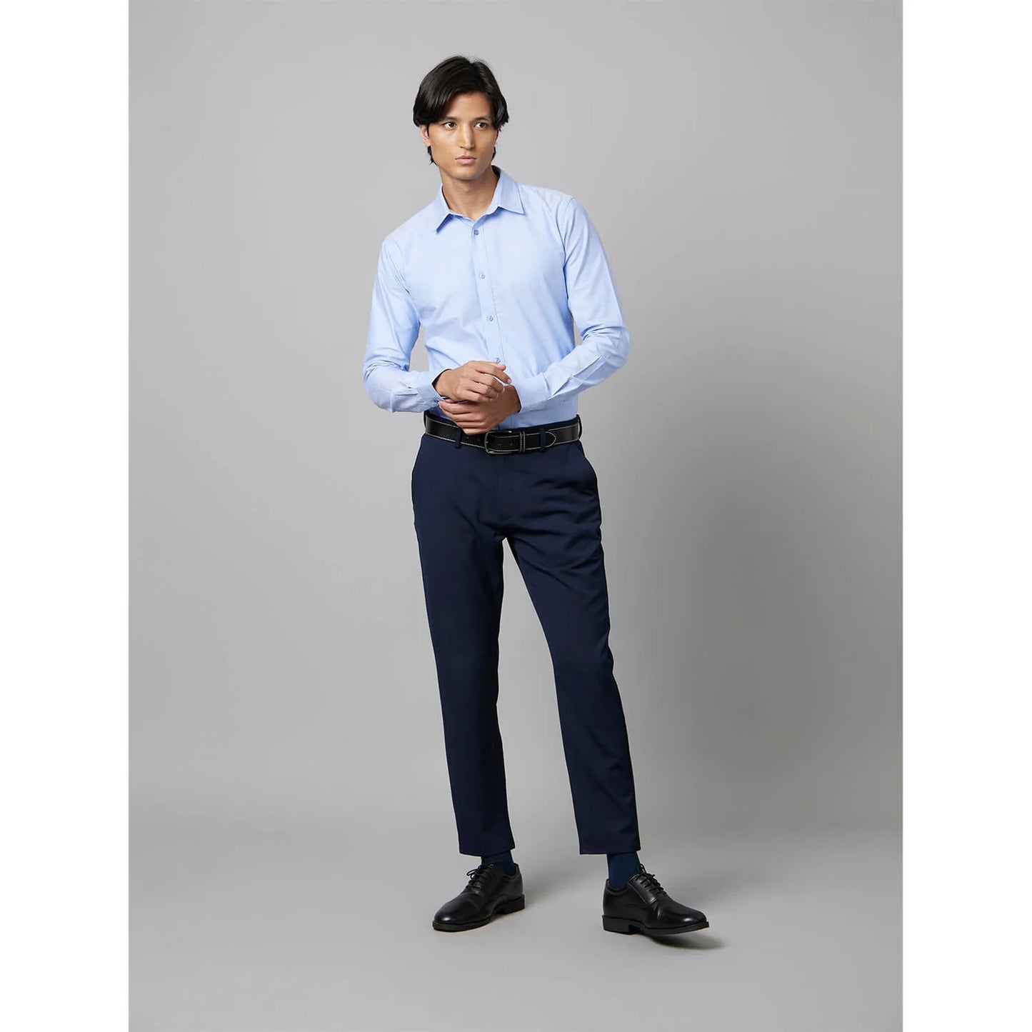 Blue Solid Cotton Shirt