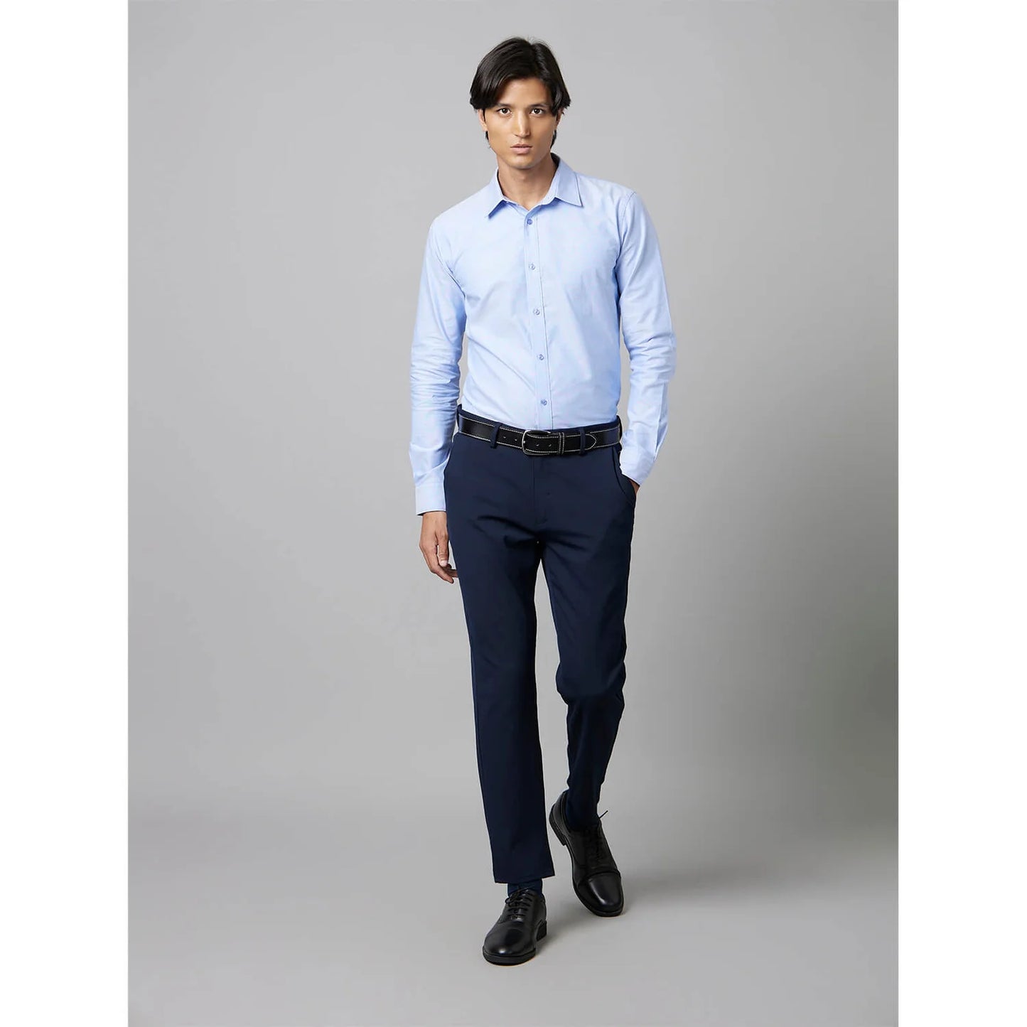 Blue Solid Cotton Shirt