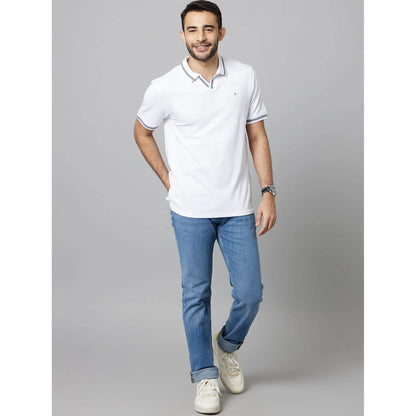 White Solid Cotton Polo