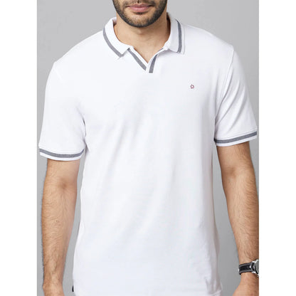 White Solid Cotton Polo