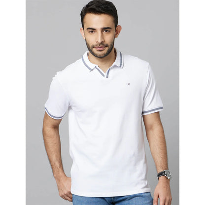 White Solid Cotton Polo