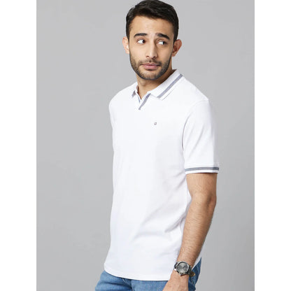 White Solid Cotton Polo